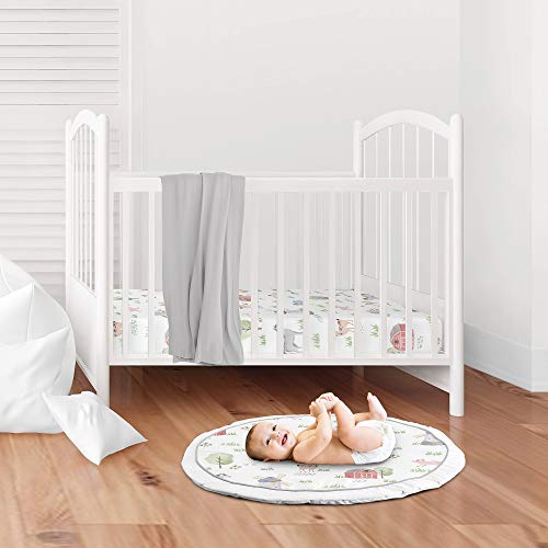 Image of Sweet Jojo Designs Farm Animals Boy Girl Baby Playmat Tummy Time Infant Play Mat - Watercolor Farmhouse Horse Cow Sheep Pig