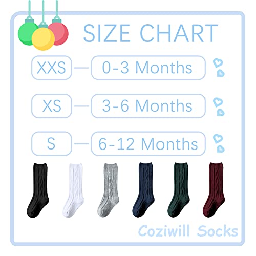 Baby Knee High Socks Girls Newborn Socks Boys Infant Tube Socks Cable Knit Knee High Stockings 3 Pairs (White, 6-12 Months) #TOP6