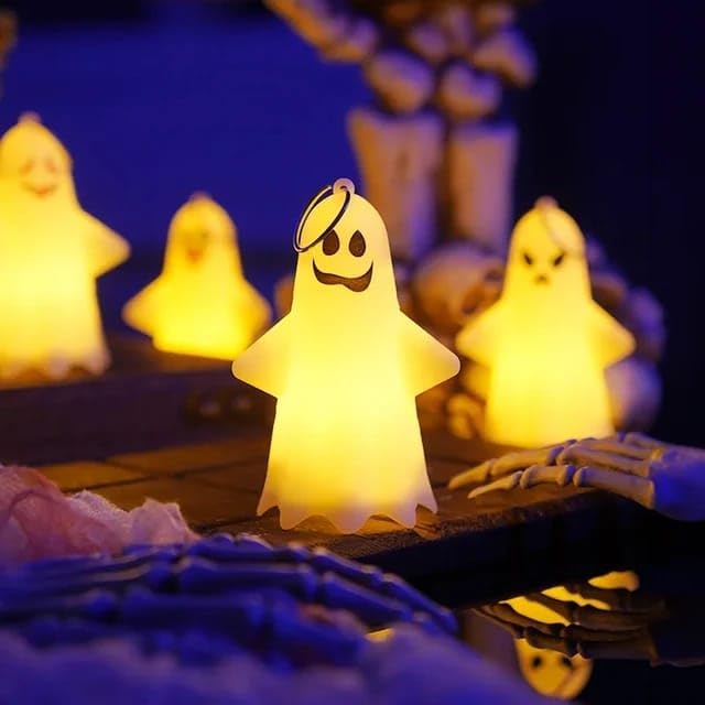PartySanthe led Light Ghost Shaped Decor White Ghost,Halloween Decor Housewarming Gift, Unique Handmade Gift 1 Pcs 5inch Size
