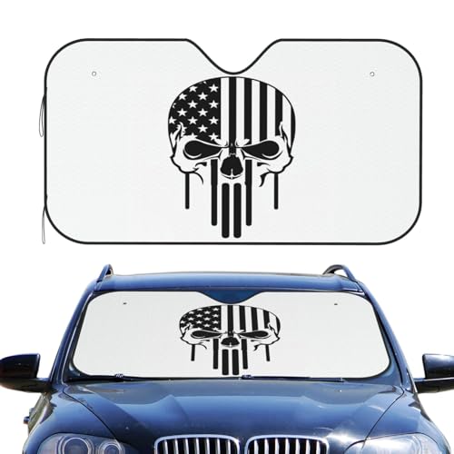 Couvre-soleil auto pliable crâne américain pour garder votre voiture au frais lors du camping