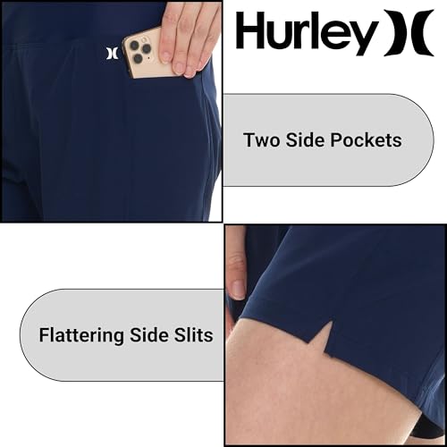 Image of Hurley 5 inch /7 inch High Waisted Swim Shorts Women, Board Shorts with Pockets & Inner Liner, Quick Dry Swim Trunk, UPF 50+