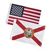 AZCOVER American Flag Florida Flag 12x18 Inch Set, Boat Flag for Outdoor, 210D Small American Flags...