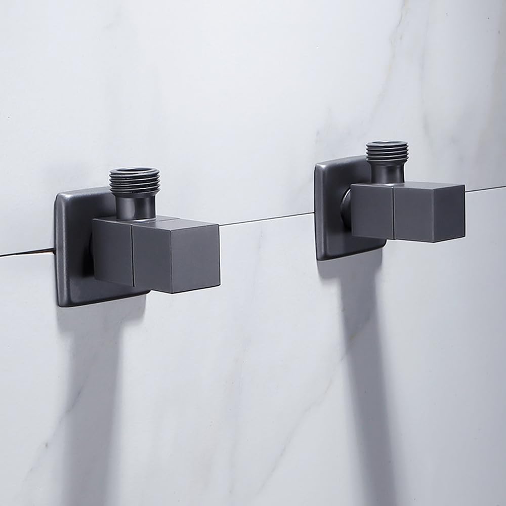 Valvola angolare nera in acciaio inossidabile, valvola di controllo dell'acqua per rubinetto da bagno angolare bianca, 1/2 * 1/2, 3 pezzi neri, come mostrato nella figura