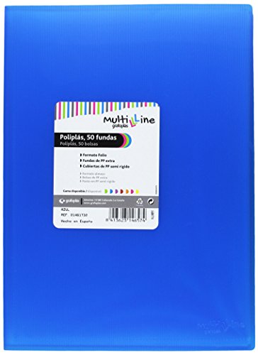 grafoplas 1461730 - 50 Sleeves, Foolscap, Tapas Folder PP, Blue, Folio