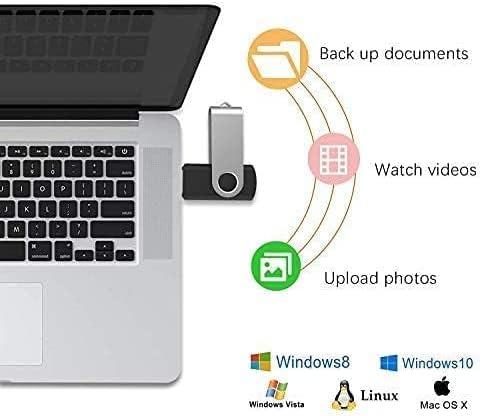 JUANWE 10 Pack 4GB Bulk USB 2.0 Flash Drive Thumb Drive Jump Drive Fold Storage Swivel Memory Stick with Key Ring Design Portable Pen Drive, Black