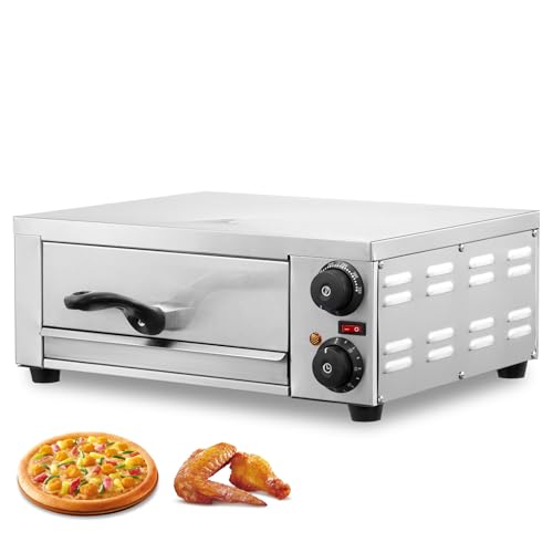 VEVOR Kommerzieller Pizzaofen Backofen 1-lagig 306 mm, elektrischer Pizzaofen aus Edelstahl mit zwei Drehknöpfen, Mehrzweck-Pizzamaker Indoor, zum Backen im Restaurant, zu Hause, Pizzaofen