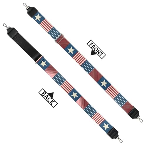 Image of GLENLCWE USA Flag Print Wide Purse Strap Replacement USA Flag Print Crossbody Handbag Shoulder Strap Adjustable Bag Straps Replacement