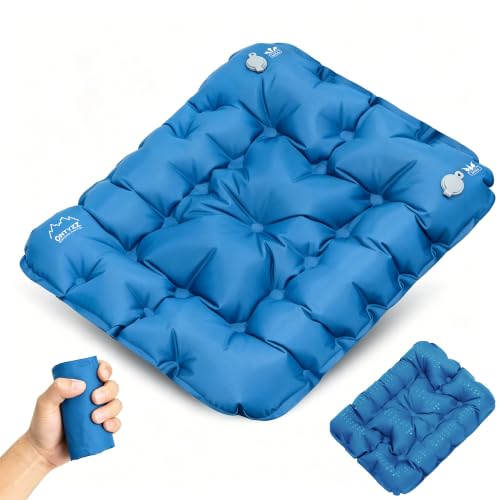 ONTYZZ Inflatable Seat Cushion Lightweight Stadium Seat Pad Travel Air Cushion for Hiking Office Airplane Stadium, Blue