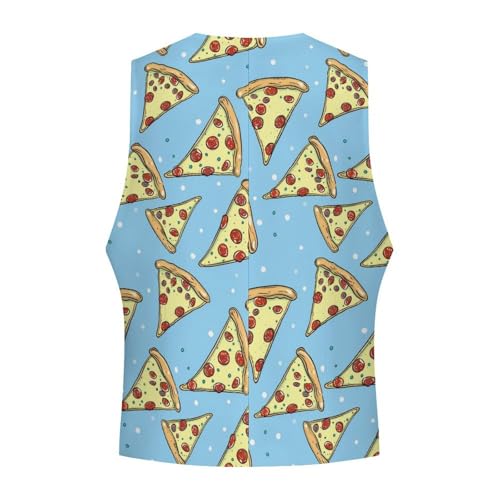 Pizza Slice Men's Suit Vest Waistcoat Vests Formal Dress with 2 Pockets for Business Casual Tuxedo4