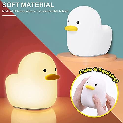 LED Duck Night Light Kids, Cute Duck Night Lamp Baby Silicone USB Rechargeable Kid's Night Light Portable Touch Table Lamp for Baby Room Decor, Bedroom, Camping, Gift for Kids