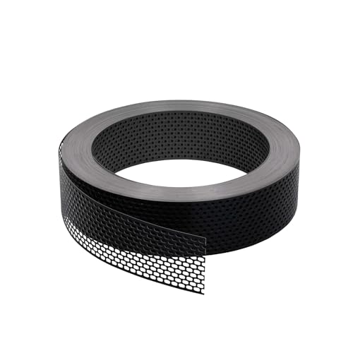 Fassadenprofile Traufgitter Aluminium 60m x 80mm schwarz - Lochblech Lüftungsband als Vogelschutzgitter für Dach & Fassade