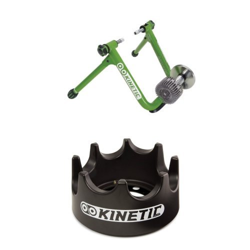 Kinetic Road Machine 2.0 Fluid Trainer, Green and Kinetic by Kurt Turntable Riser Ring (Black)