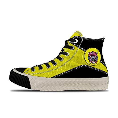 ALVHNT Baskets tendance pour homme et femme - Graffiti populaire (56) - Jaune - 4 - Imprimé animé cool - Chaussures de basketball personnalisées - Chaussures de course en plein air, couleur, 39 2/3 EU Cover