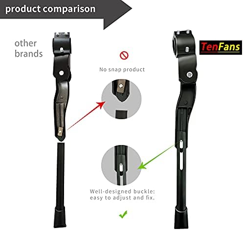TenFans Bike Kickstand, Adjustable Bike Stand, Bicycle Kickstand, Aluminum Rear Side Bicycle Stand, Suitable for 24"-28" Mountain Bike/700C Road Bike/BMX/MTB/Adults Bike