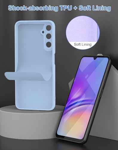 Image of DIZORO Microfiber Candy Case Compatible for Samsung A15 5G Smooth Touch Cushion Liquid Soft Silicone Gel Rubber Phone Cases Non-Slip Full Body Protective Shockproof Back Cover (Sierra Blue.)