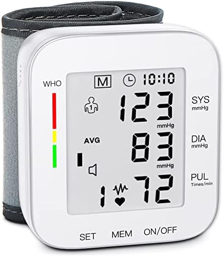 MMIZOO Blood Pressure Monitor Wrist Bp Monitor Large LCD Display Blood Pressure Machine Adjustable Wrist Cuff 5.31-7.68inch Automatic 90x2 Sets Memory for Home Use (W1681)