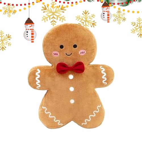 Peluche Pain d'Épice Noël 36cm, coussin décoratif canapé et peluche créative de fête