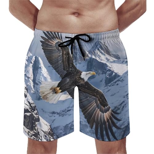 Flying Bald Eagle Men's Swim Trunks Quick Dry Beach Shorts Board Shorts Bathing Suits with Pockets