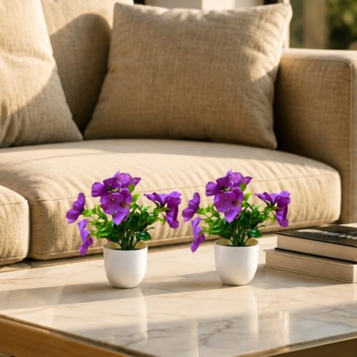 Image of fancymart Artificial Real Touch Flower Plant with Pot (Pack of 2), 16 cm Height, Decorative Faux Floral Plant for Home, Office, Living Room, Bedroom, Table & Shelf Decor