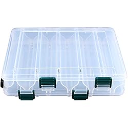 Cebo Para Denton Doble cara 12 compartimientos señuelos de pesca cuchara ganchos cebos gancho aparejo cuentas caja de almacenamiento de plástico