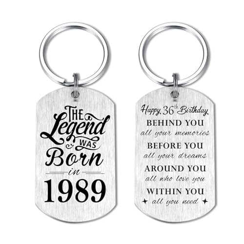 Yobent 36th Birthday Gifts for Men 1989, 36 Year Old Birthday Gifts for Her Women, Happy 36th Bday Keyring, The Legend was Born in 1989