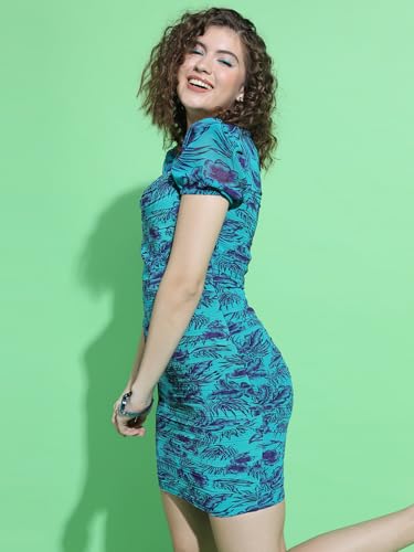 Image of Tokyo Talkies Women's Short Sleeves Square Neck Printed Dresses | Stylish Dresses | Casual Dresses