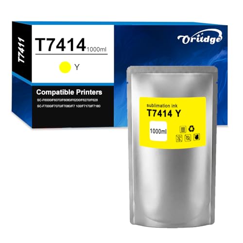 Oritdge T7414 Dye Sublimation Tinte Gelb 1000-ml für Sele Drucker T7411 T7412 T7413 T7414 T741X Kompatibel mit Surecolor F6070 F6200 F6000 F7000 F6270 F7200 F7270 F9200