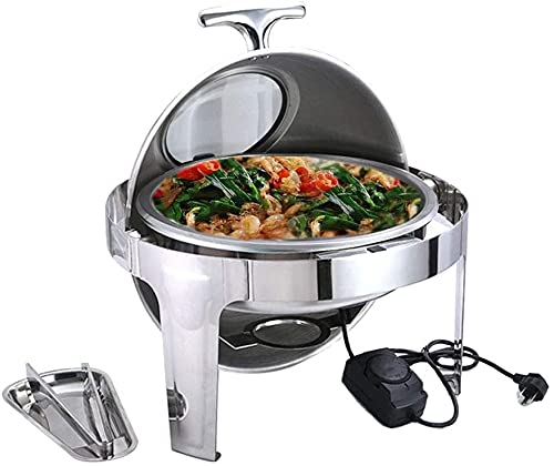 JINCAN. 6L Caldatore alimentare, Pentola calda per tenere o riscaldare il cibo, con coperchio visibile e manico, il coperchio può essere ruotato di 180 °, 220V 400W (Colore : Silver-6l)