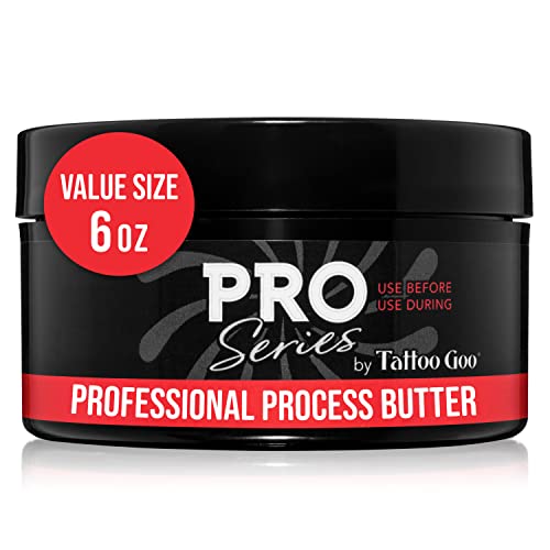 Tattoo Goo PRO Process Butter for Tattooing, 6 oz, Non-Greasy Tattoo Glide for During and Aftercare, No Petroleum or Lanolin, Artist-Tested Skin Lubricant with Shea Butter & Olive Oil