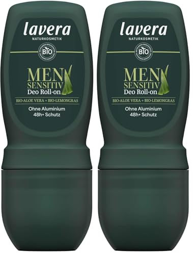 lavera Men Sensitiv Desodorante Roll-On – 48 h de protección – sin aluminio – fiable en deportes – vegano – cosmética natural – 50 ml (Paquete de 2)