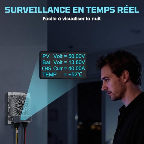 Régulateur solaire MPPT 600W doté d'une efficacité de 99% et refroidissement air - 4