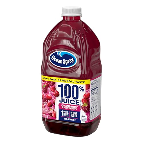 Image of Ocean Spray 100% Juice Cranberry Raspberry Juice Blend, 64 Fl Oz Bottle (Pack of 2)