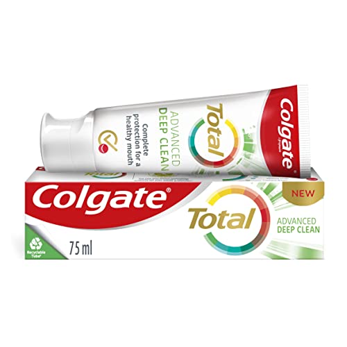 Colgate Total Advanced Deep Clean Toothpaste 75ml | cleans deep in hard to reach places| 24 hour antibacterial protection | contains fluoride, whitens teeth and strengthens enamel( packaging may vary)