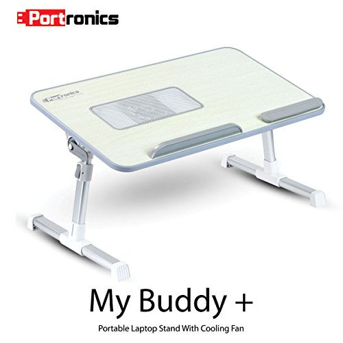 Image of Portronics My Buddy Plus Adjustable Laptop Table with Built-in USB Cooling Fan, Foldable Legs, Adjus