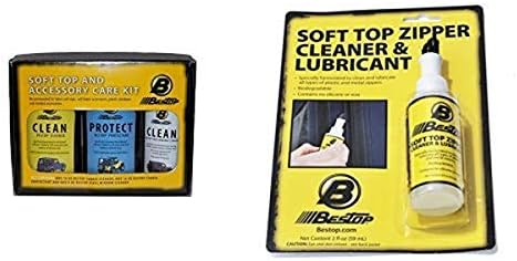 Bestop Fabric Care Pack - Vinyl Soft Top Cleaner, Vinyl Window Cleaner and Vinyl Protectant 3-pack - boxed, Zipper Cleaner and Lubricant, 2 oz single bottle image 2