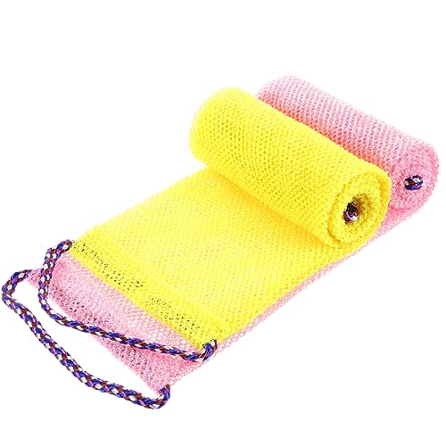 ERINGOGO 2pcs Exfoliating Bath Scrubber Towels Lightweight Drawstring Back Washing Towels for Skin Cleaning for Back Neck and Shoulder Care