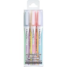 KOKUYO Beetle Tip Dual Color Highlighter, Fluorescent Markers, Soft Colors Set, Japan Import PM-L313-3S