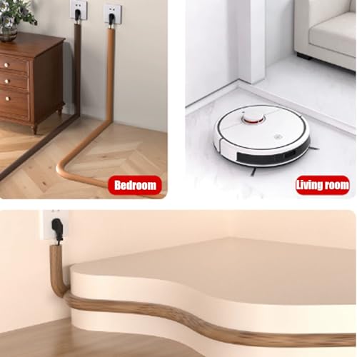 Canaleta adhesiva para cables de metal y PVC, cubierta decorativa invisible para cables en piso, ideal para oficina, hotel y hogar (marrón, 1 m) miniatura 7