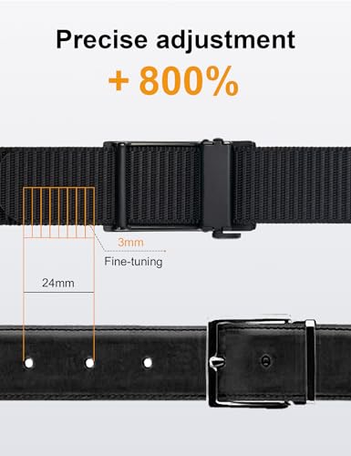 JUKMO Ratchet Golf Belt for Men, Nylon Web Tactical Belt with Automatic Slide Buckle
