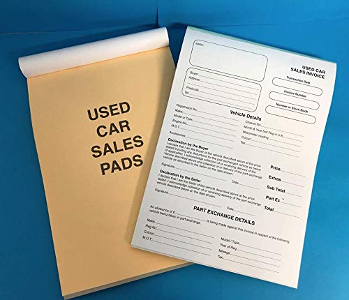 Used Car Sales Invoice Receipt Pad A4 for Selling Motor Vehicle Ideal for Trade