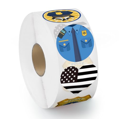INKNOTE 1200Pcs Police Stickers 6 Styles Police Badge Stickers for Kids Police Party Favors Name tag Sticker Police Birthday Party Supplies Theme Stickers for Kids 1.5 Inch