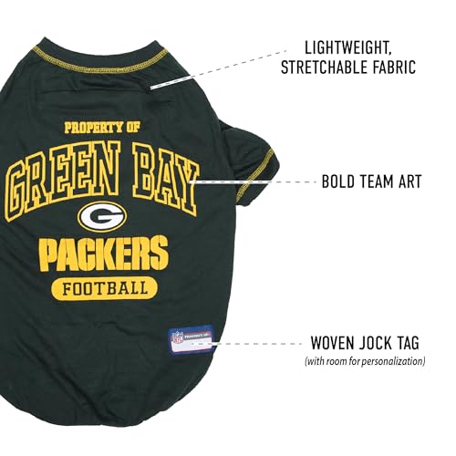 Image of NFL Green Bay Packers Dog T-Shirt for Pets, Size X-Small. Officially Licensed Pet Shirt with Team Logo, Soft Stretchable Comfort Fit Apparel for Dogs & Cats