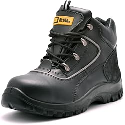 Botas De Seguridad Safety BLACK HAMMER Botas de Seguridad para Hombre Zapatos de seguridad Duraderos Cómodos y Robustos para Uso Comercial e Industrial Puntera de acero y entresuela de acero Cuero Liso S3 SRC 7752 (45 EU)