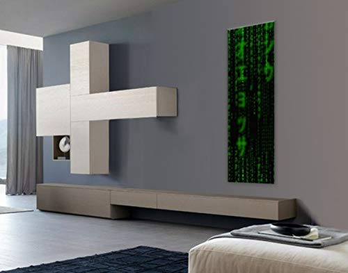 1art1 Matrix Poster Stampa Artistica su Tela Codice, Pioggia Verde Quadro da Parete sulla Barella | Murale XXL | Immagine 150x50 cm