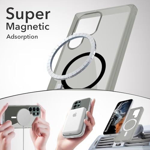 Image of Jkobi Lifetime Anti-Yellow MagSafe Compatible Clear Back Cover Case for Samsung Galaxy S22 Ultra 5G (Sleek Hard Crystal | Shockproof and Camera Protection)