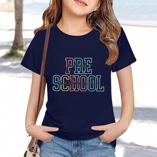 Toddler Kids Back to School Shirt Youth Boys Girls First Day of Preschool Tshirts Children Cute (a-Navy, 12-13 Years)4