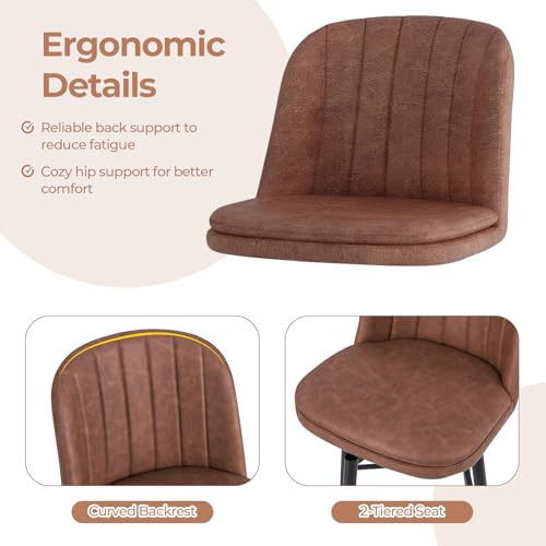 Image of COSTWAY Bar Stool Set of 2, 27 Inch Swivel Counter Height Chair with Padded Seat, Metal Legs & Footrest, PU Leather Bar Chair for Kitchen Island (2)