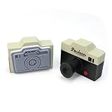 Características: 2 x Retro Vintage Sellos de Madera Forma de Cámara Fotográfica Décor Diario DIY