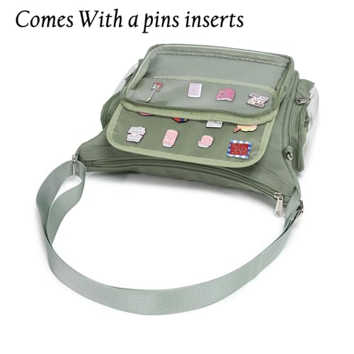 Image of Canvas Ita Bag Crossbody Shoulder Bag Kawaii Purses and Handbags with Anime Pins Display Medium