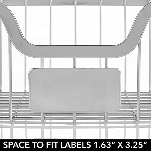 Mdesign Wire Under Shelf Organizer For Cabinet - Sliding Basket For Under Cabinet Shelf - Hanging Storage Organizer Rack For Kitchen And Pantry With Label Space - Carson Collection - 2 Pack - Chrome #TOP4